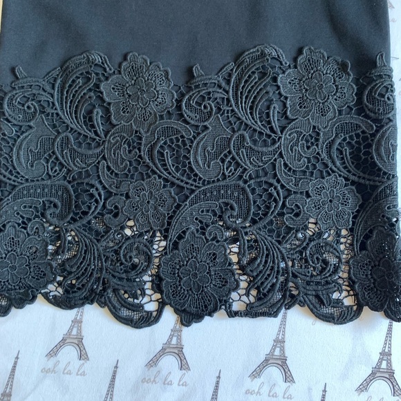 HAUTE MONDE LACE DETAIL BLACK MIDI PENCIL SKIRT SIZE M - Picture 3 of 5